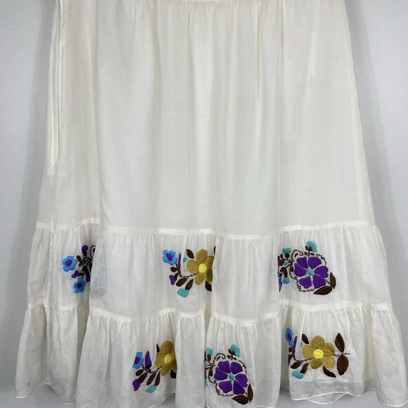 Tibi New York Strapless Mini Dress Women's Size 8 Ivory Silk Cotton Embroidered - Picture 7 of 14